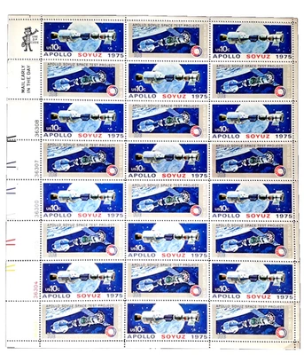 US Stamp Block of 24, Scott #1569-1570,  1975 Apollo-Soyuz Mission, 2 varieties - Image 1 of 4
