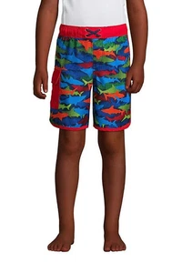 Costume da bagno Lands End ragazzo XL cargo tasca blu navy profondo multi squali nuovo senza etichette - Foto 1 di 12