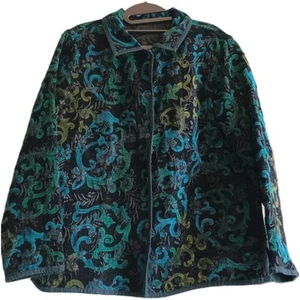 Vintage Gobelin Druckknopf Wende Jacquard Paisley Print Jacke L/XL - Bild 1 von 22