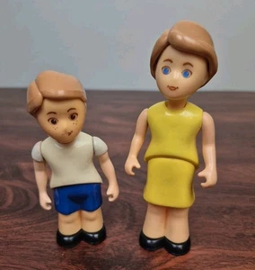 Vintage Little Tikes Dollhouse People Family Figures Mom and Son Woman Boy - Picture 1 of 14