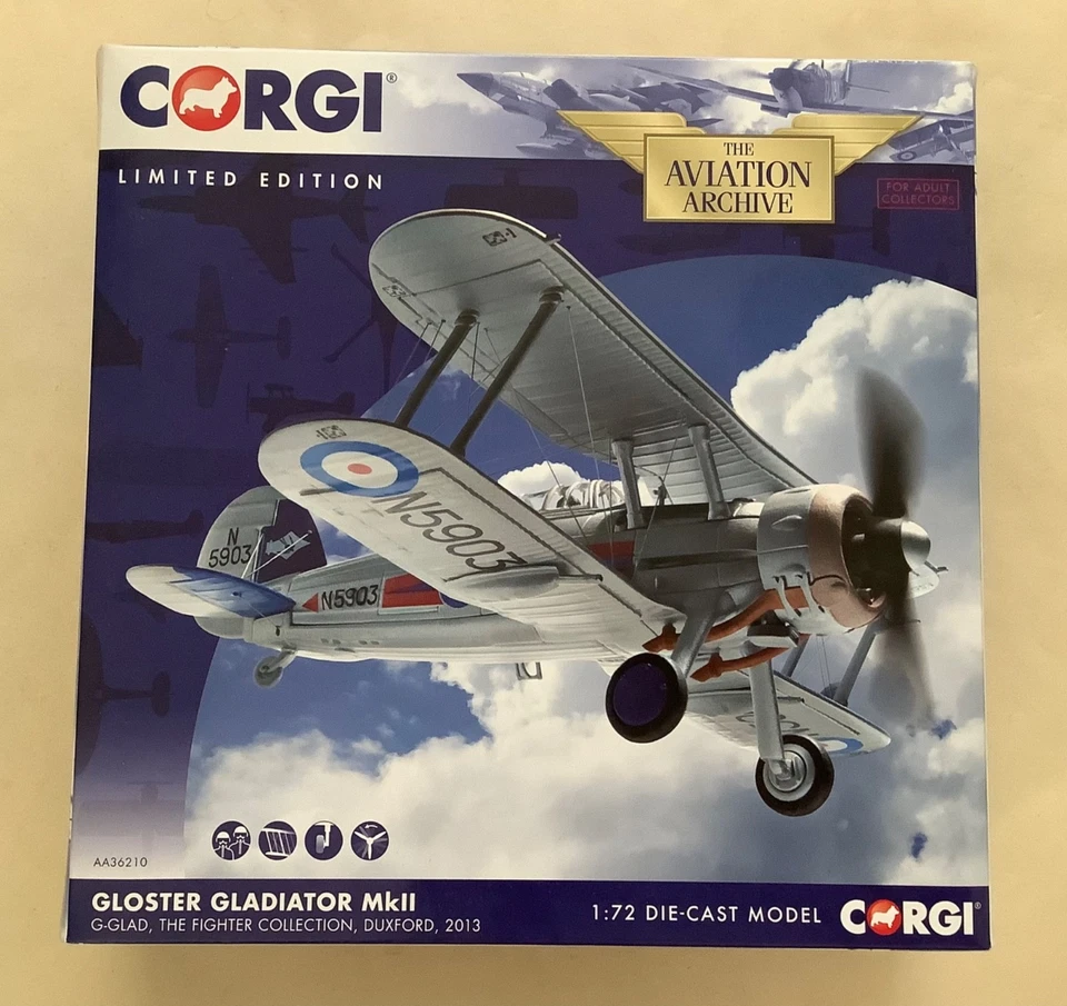 CORGI AVIATION 1:72 GLOSTER GLADIATOR MKII FIGHTER COLLECTION, DUXFORD AA36210 - Image 1 of 4