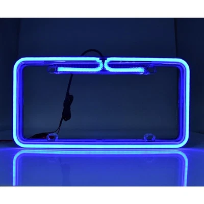 Cubierta de etiqueta delantera trasera con marco de matrícula LED de neón universal para todos los autos Foto 1 de 4