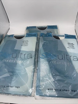 Silkies Ultra Control Top Small  Jet Black Pantyhose 030108 Lot Of 3 - Image 1 of 4