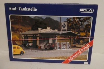 POLA H0 159 ARAL-TANKSTELLE MIT WERKSTATT  UNGEBAUT IN OVP - Bild 1 von 4