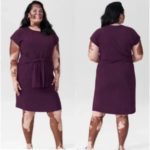 Abito donna Universal Standard taglia 2X Medium Misa jersey cravatta davanti melanzana - Foto 1 di 10