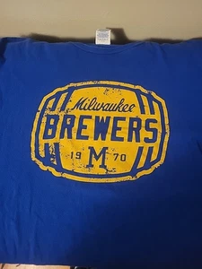 Vintage Style Milwaukee Brewers Blue Xl T Shirt - Picture 1 of 4