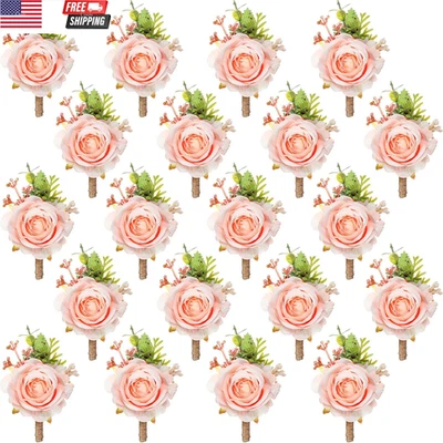 36 Pcs Wedding Rose Boutonnieres for Men Wedding Groomsmen Artificial Corsage Gr - Image 1 of 4