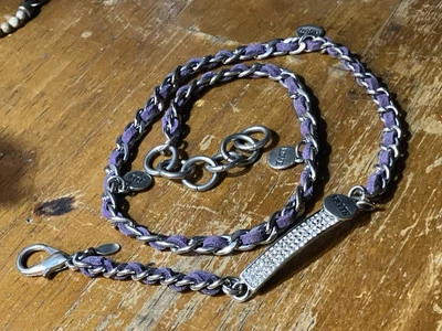 Pulsera envolvente Premier Designs tono plata púrpura gamuza cristal fe esperanza amor Foto 1 de 4