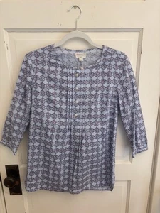 Crewcuts Girl’s Blue Floral Tunic 100% Cotton Pleated 3/4 Sleeves Size 16 - Picture 1 of 8