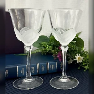 Florence Cristal D’Arques-Durand Water Glasses Frosted Petal Water Goblets 2 - Picture 1 of 10