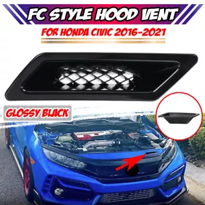 Cubierta de conducto de admisión de ventilación delantera borde negro brillante para Honda Civic 2016-2021 - Imagen 1 de 8