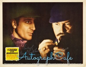 Basil Rathbone Lobby Karte Kopie vorgedruckt handsigniert 8X10 Foto Sherlock Holmes - Bild 1 von 3