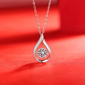 1ct Pendant Necklace White Gold Lab-Created VVS1/D/Excellent Diamond Test Pass - Picture 1 of 7