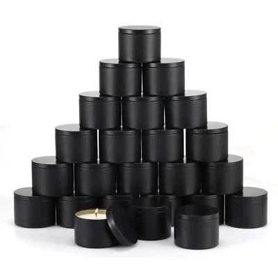 24 Pack 8 oz Candle TinsAll Black Candle tins for Making Candles Bulk8oz Cand... - Image 1 of 4