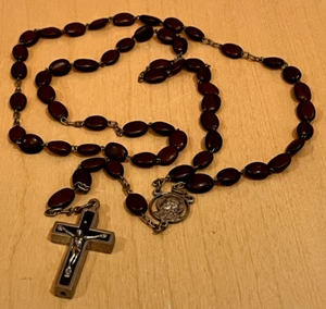 Antique Seed Bead Rosary Reliquary Opening Crucifix Terra Catacumba Italy READ - Bild 1 von 11