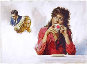 Len Thurston "Since He Went Away" original gouache illustration tableware White - Picture 1 of 3