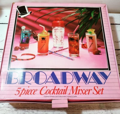 Vintage Barrett Glas ""Broadway"" 5-teiliges Cocktail Mixer Set Retro Home Bar - Bild 1 von 4