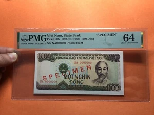 1000 Dong Specimen 1987 PMG-64 Pick#102s South Viet Nam Original Vintage_LDP . - Picture 1 of 2