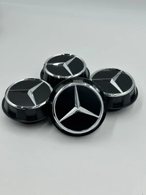4pcs Mercedes Benz C63s E63s CLS63s AMG Black Chrome Center Caps Screw On 60mm - Image 1 of 4