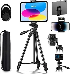 Phone Tripod Stand, 60" Tripod for iPad iPhone Tablet with Remote Universal - Picture 1 of 8