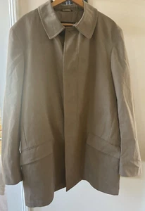 Banana Republic Men’s Dark Beige Hidden Buttons Collared Dress/Overcoat Size L - Picture 1 of 11