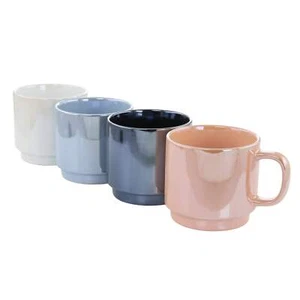 Mr. Coffee Cafe Celestial 4 Piece 14.8 oz Stoneware Pearlized Mug Set in Assort - Picture 1 of 1