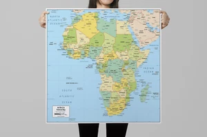 LAMINATED AFRICA MAP EDUCATIONAL POSTER WALL ART A1 A2 A4 - Picture 1 of 8