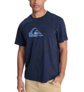 QUIKSILVER MENS T SHIRT.NEW COMP LOGO NAVY BLUE COTTON SHORT SLEEVED TOP TEE W25 - Picture 1 of 8