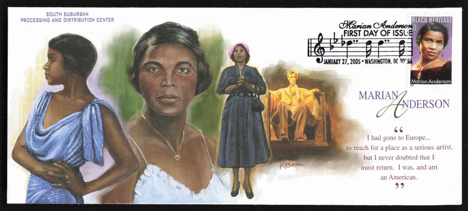 Оперный певец Мариан Андерсон Scott 3896 37c Black Heritage FDC от Bevil - Изображение 1 из 1