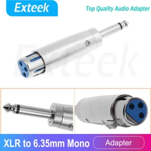 Female XLR To 1/4" 6.35mm TS Male Mono Jack Microphone Cable Audio Adapter - Picture 1 of 5