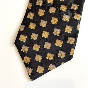 Ermenigildo Zegna Men’s 100% Silk Neck Tie 60" Made in Italy Black Gold