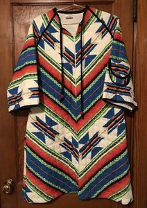 Vestido de Colección Azteca Suroeste Talla M Acolchado Cremallera Mumu Bata HU - Imagen 1 de 10
