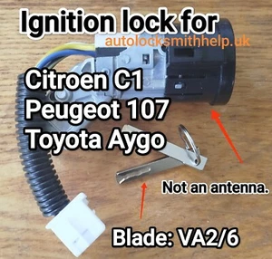 Ignition Lock For Peugeot 107. N0501412 N0502200 Etc - Picture 1 of 3