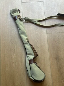 Vintage Canvas & Leather Golf Club Bag Sunday Travel Carrier Bag 1-3 Clubs - Picture 1 of 7
