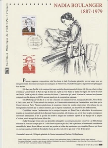 Document Philatélique 1er Jour : 21 2017 Nadia Boulanger 1887 1979 - Picture 1 of 1