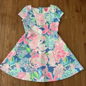 Lilly Pulitzer Floral Dress Girl’s Peony For Thoughts Arya Flare Dress Size 14 - Picture 1 of 12