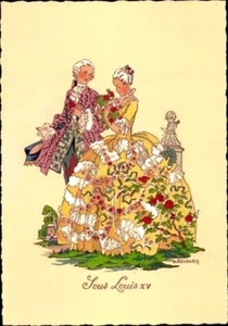 18th C. FASHION, A Couple in Louis XV Period Dress; Artist Alfred Renaudin; MINT - Picture 1 of 2