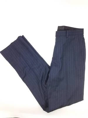 $205 Bloomingdales Mens Slim Fit Wool Trousers Blue Stripe Flat Front Pants 30w - Image 1 of 4