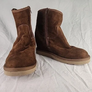 Boots Call It Spring Women’s Wedge Heel Round Toe Brown Suede Fur Lined Sz 10 - Picture 1 of 9