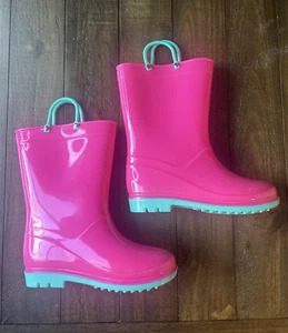 Kids Pink Rubber Rain Boots - NEW! - Picture 1 of 5