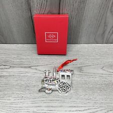 Lenox Train Sparkle & Scroll Multi Crystal Silverplate Christmas Ornament