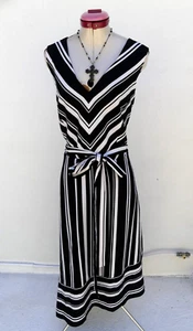 CITY CHIC Striped Away DRESS Size S Aus 16 Plus Black White Belt Cocktail Event - Picture 1 of 6