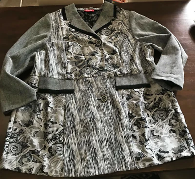 Blazer Thea Plus Elegante Damas Talla 42 Gris Negro Mezcla Algodón Viscosa Diseño Top Foto 1 de 4