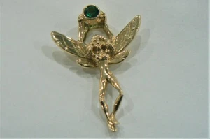 TSAVORITE 14 KARAT YELLOW GOLD PENDANT FAIRY MOTIF - Picture 1 of 5