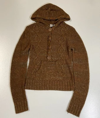 Винтажный BKE кабель трикотажа толстовка с капюшоном свитер Sz S/M Whimsigoth Cottagecore осени Y2K - Изображение 1 из 4