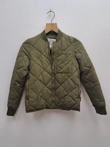 Frank And Oak Green Quilted Bomber Jacket Coat Size XS Back Pocket - Picture 1 of 7