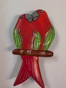 Vintage tropischer Papagei Vogel Holz Kühlschrankmagnet 3" bemalt Indonesien - Bild 1 von 24