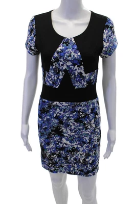Vestido lápiz floral manga corta cuello redondo Parker para mujer azul talla M Foto 1 de 4