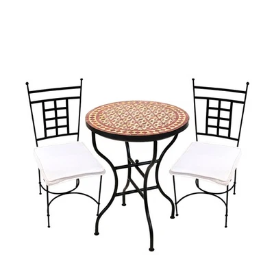 Bistro Set mediterran Albaicin Beige Bordeaux Athen - Bild 1 von 4