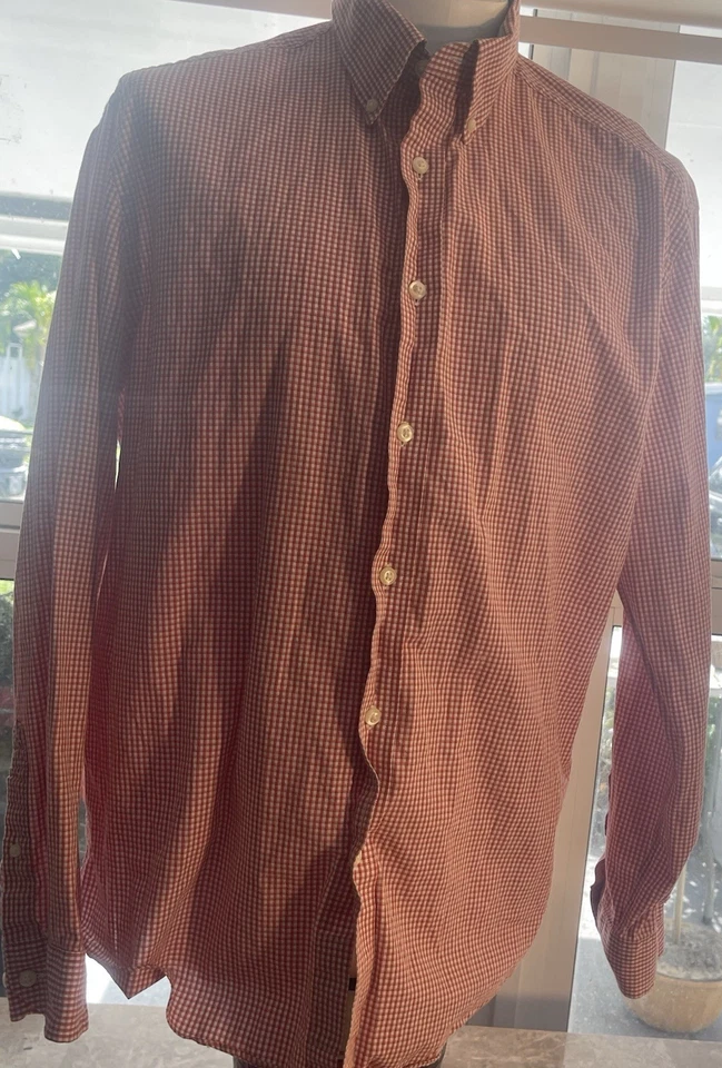 Camisa xadrez masculina manga longa Nautica tamanho 16 34/35 botão frontal 100% algodão - Imagem 1 de 4